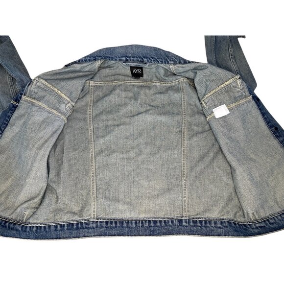 AYR Ride or Fly Denim Jacket Womens Medium Blue Cotton Casual Trucker Oversized - Picture 4 of 16